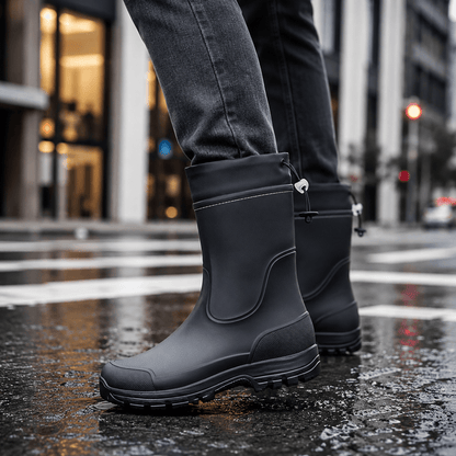 Men’s Waterproof Wellington Boots Mid Calf Rain Boots Round Toe