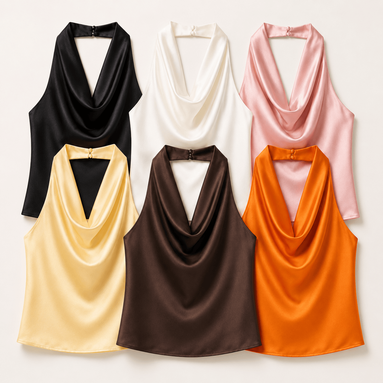 Women’s Satin Halter Top Backless Sleeveless Summer Party Top