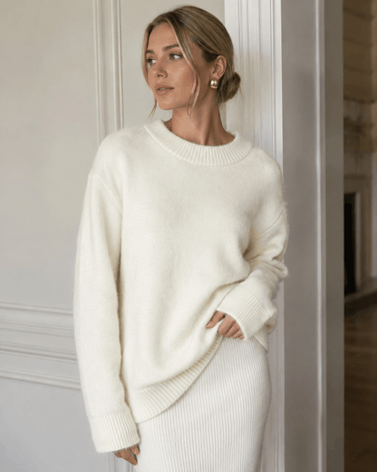 Women’s Loose Fit O Neck Knitted Jumper Long Sleeve Pullover