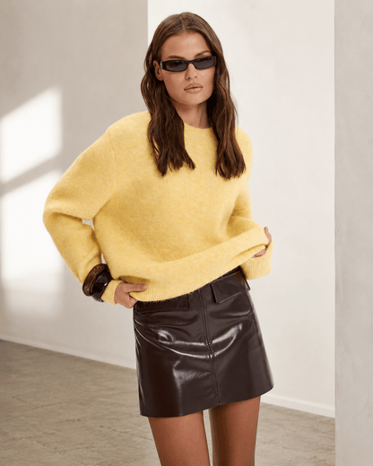 Women’s Loose Fit O Neck Knitted Jumper Long Sleeve Pullover