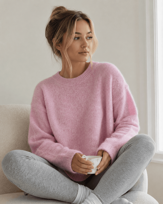 Women’s Loose Fit O Neck Knitted Jumper Long Sleeve Pullover