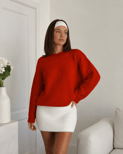 Women’s Loose Fit O Neck Knitted Jumper Long Sleeve Pullover