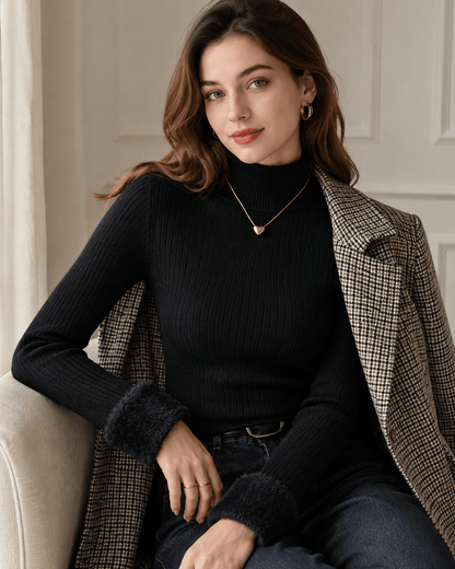 Women’s Slim Fit Turtleneck Knitted Jumper Long Sleeve Pullover