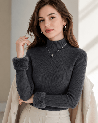 Women’s Slim Fit Turtleneck Knitted Jumper Long Sleeve Pullover