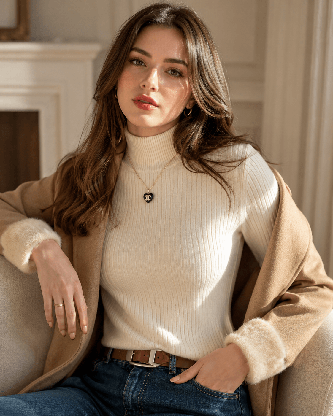 Women’s Slim Fit Turtleneck Knitted Jumper Long Sleeve Pullover