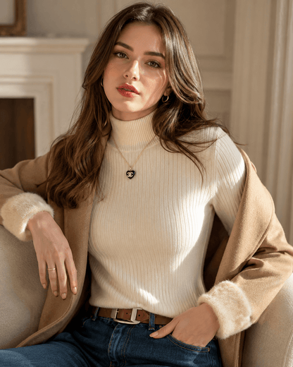 Women’s Slim Fit Turtleneck Knitted Jumper Long Sleeve Pullover