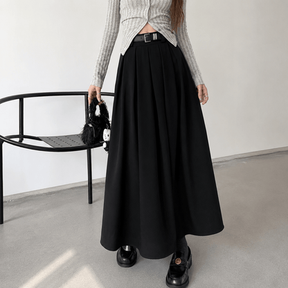 Women’s Pleated Maxi Skirt High Waist A-Line Long Skirt