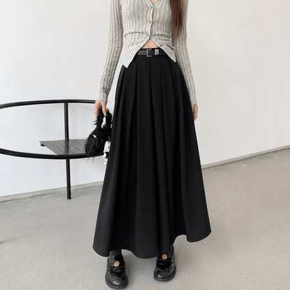 Women’s Pleated Maxi Skirt High Waist A-Line Long Skirt