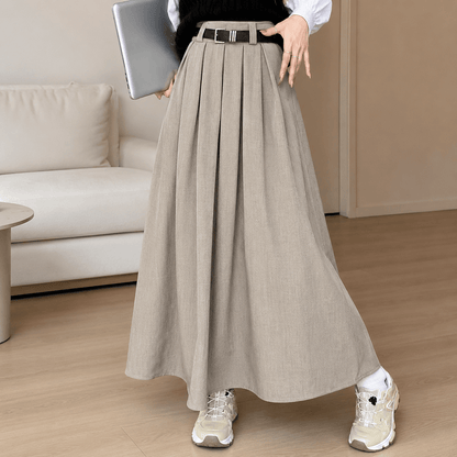 Women’s Pleated Maxi Skirt High Waist A-Line Long Skirt