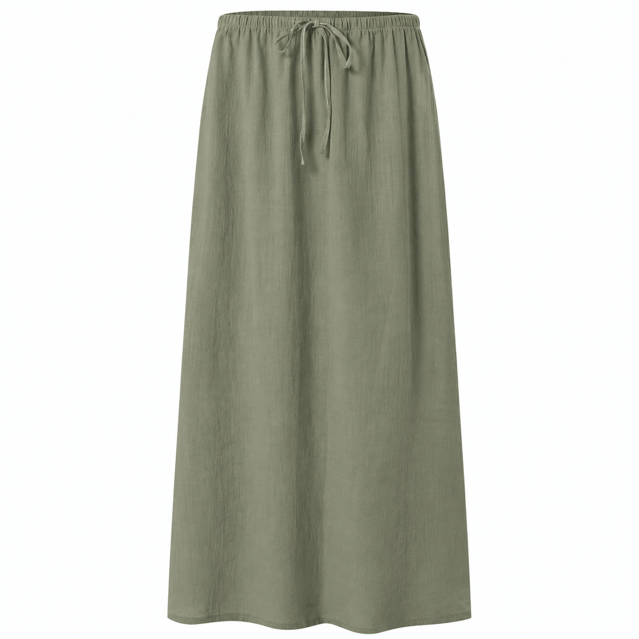 Women’s High Waisted Drawstring Maxi Skirt Linen-Look A-Line Summer Skirt