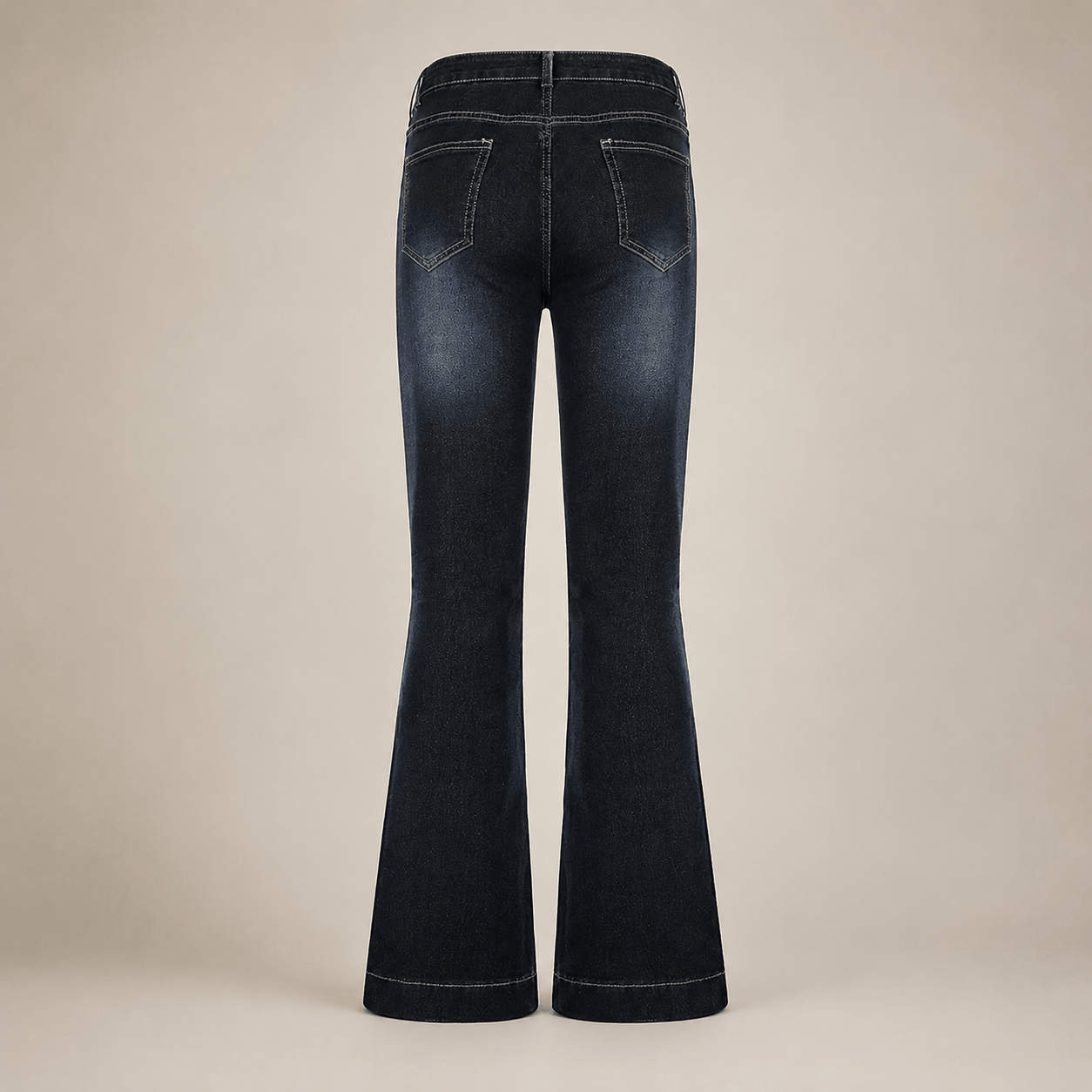 Women’s Blue Low Rise Flared Jeans Stretch Full Length Denim Trousers