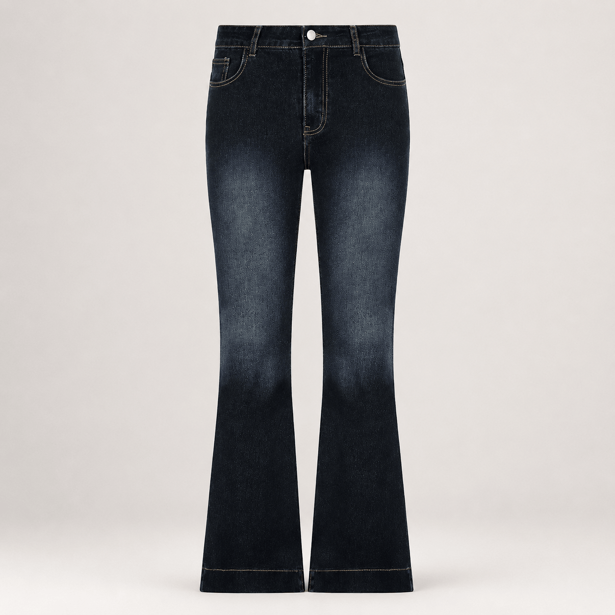 Women’s Blue Low Rise Flared Jeans Stretch Full Length Denim Trousers
