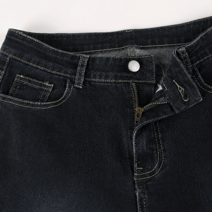 Women’s Blue Low Rise Flared Jeans Stretch Full Length Denim Trousers
