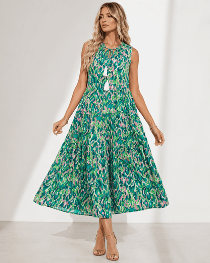 Women’s Floral Midi Dress Sleeveless V Neck Summer Dress