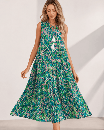 Women’s Floral Midi Dress Sleeveless V Neck Summer Dress