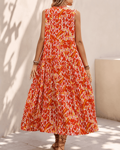 Women’s Floral Midi Dress Sleeveless V Neck Summer Dress