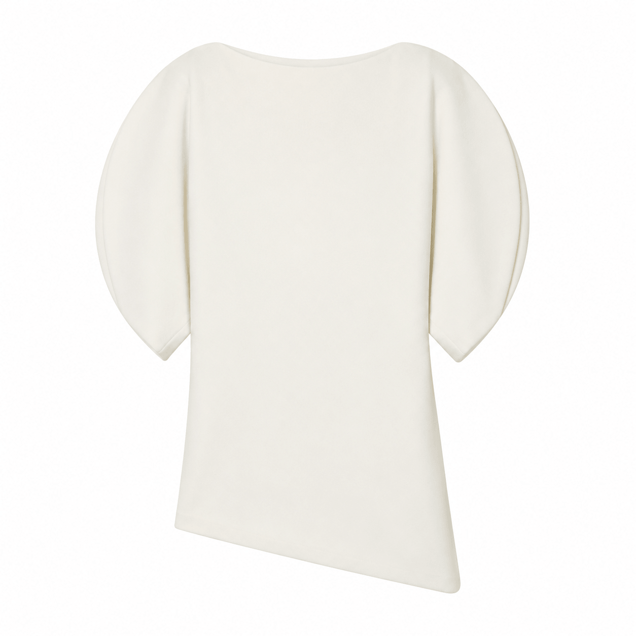 Women’s Asymmetric Puff Sleeve Top O Neck Short Sleeve Blouse