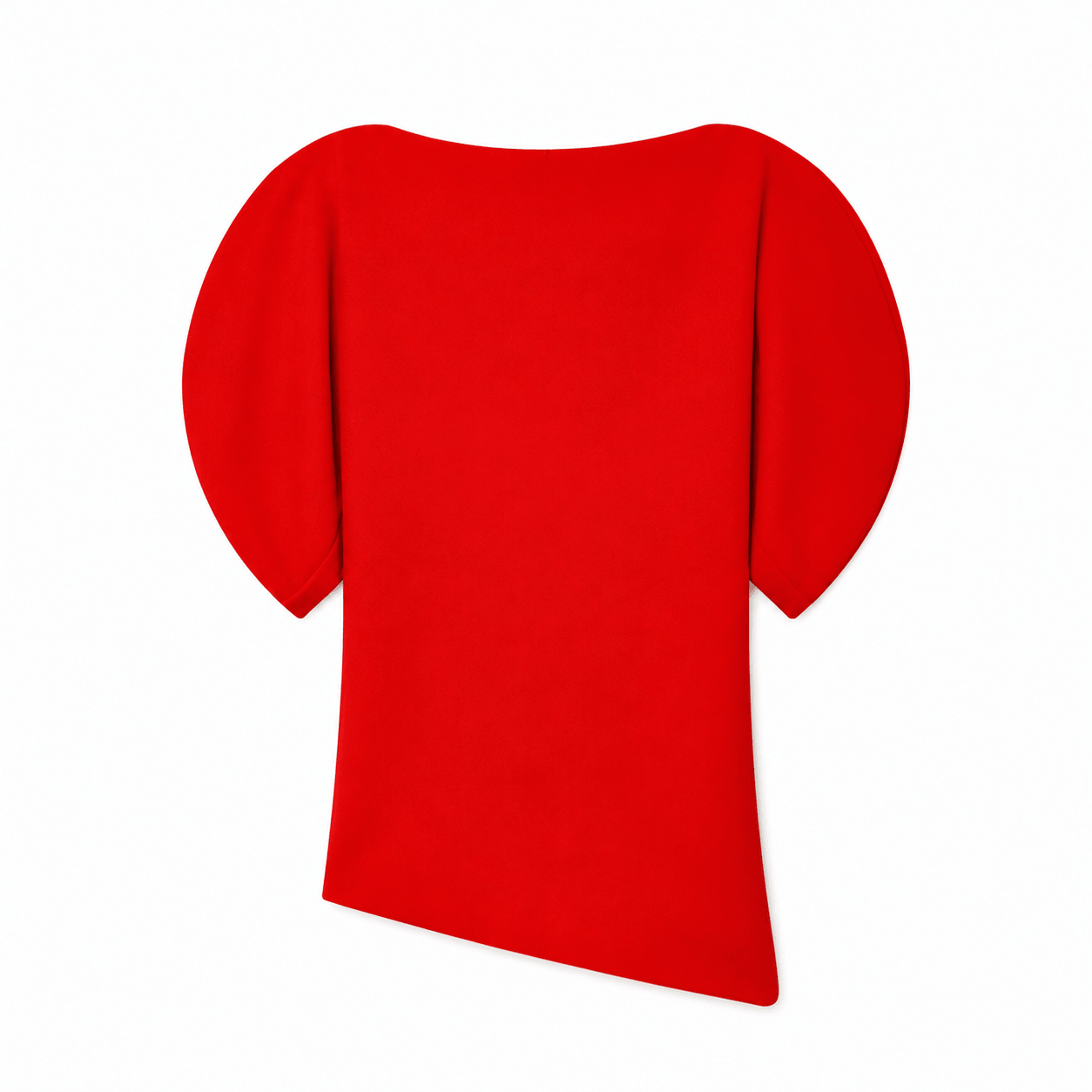 Women’s Asymmetric Puff Sleeve Top O Neck Short Sleeve Blouse