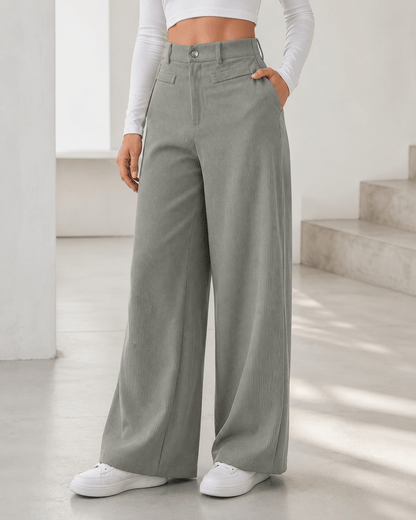 Women’s High Waisted Wide Leg Trousers Full Length Office Trousers