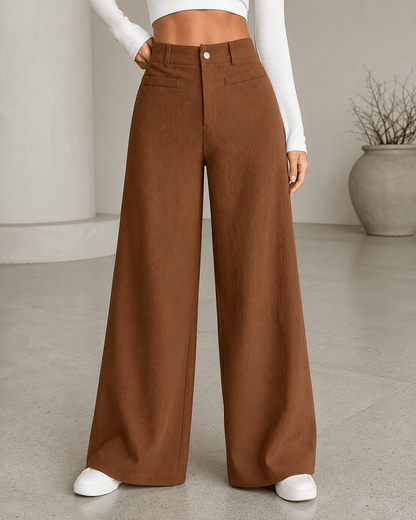 Women’s High Waisted Wide Leg Trousers Full Length Office Trousers