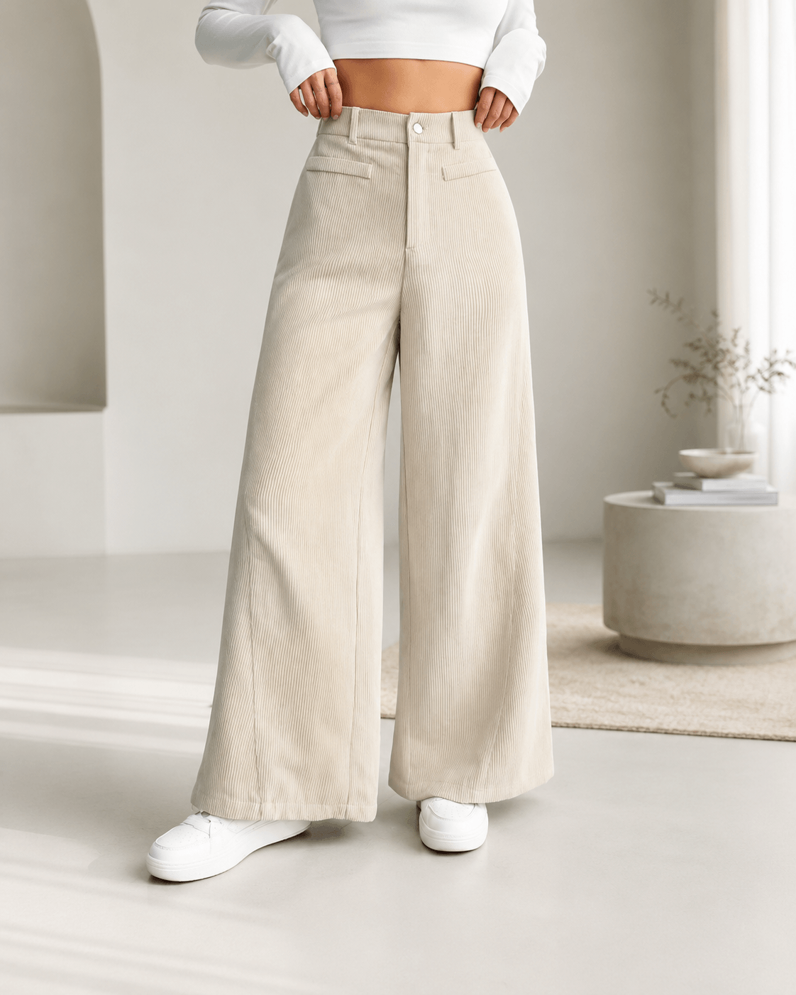 Women’s High Waisted Wide Leg Trousers Full Length Office Trousers