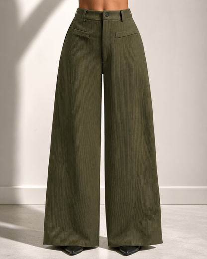 Women’s High Waisted Wide Leg Trousers Full Length Office Trousers