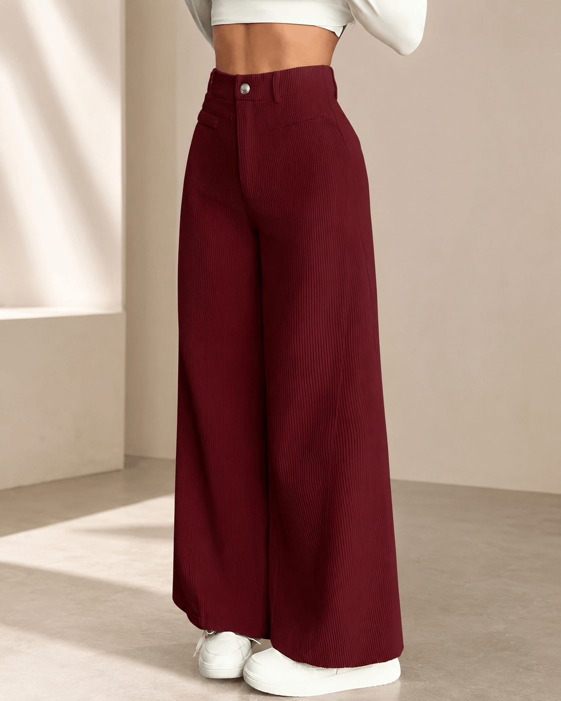 Women’s High Waisted Wide Leg Trousers Full Length Office Trousers