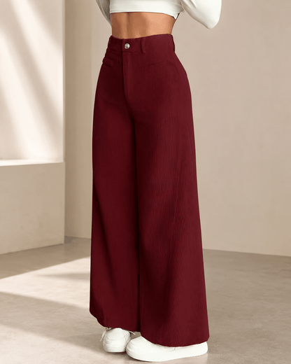 Women’s High Waisted Wide Leg Trousers Full Length Office Trousers