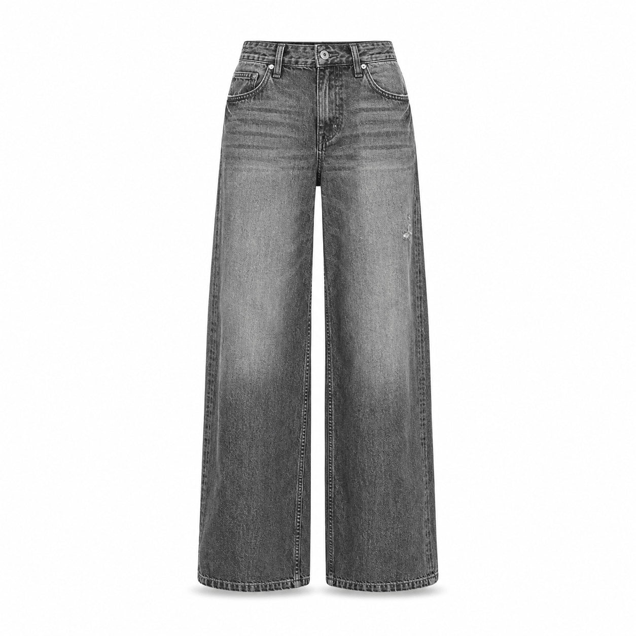 Women’s Grey High Waist Wide Leg Flared Denim Jeans