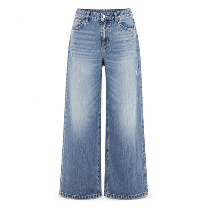 Women’s Grey High Waist Wide Leg Flared Denim Jeans