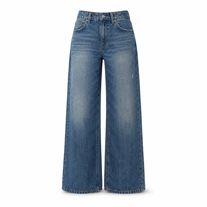 Women’s Grey High Waist Wide Leg Flared Denim Jeans