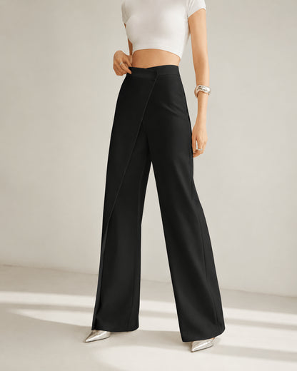 Women’s High Waist Asymmetric Wrap Wide Leg Trousers