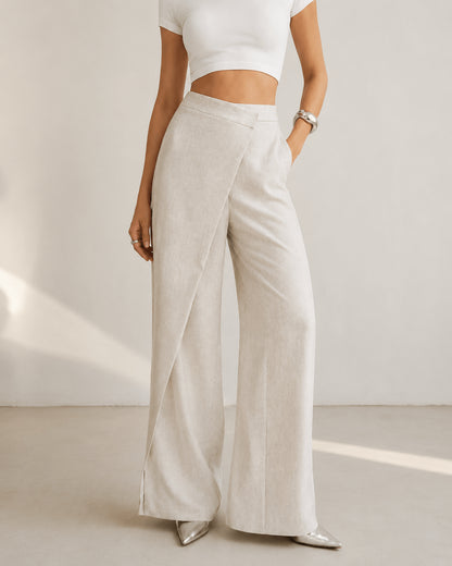 Women’s High Waist Asymmetric Wrap Wide Leg Trousers