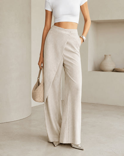 Women’s High Waist Asymmetric Wrap Wide Leg Trousers