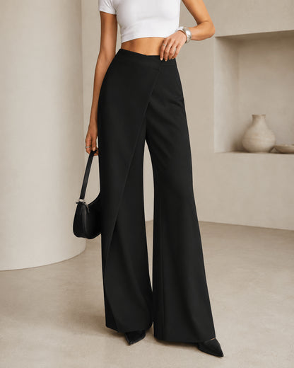 Women’s High Waist Asymmetric Wrap Wide Leg Trousers
