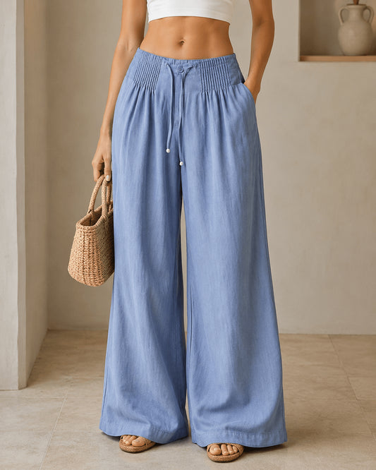 Women’s Elastic Waist Drawstring Wide Leg Trousers