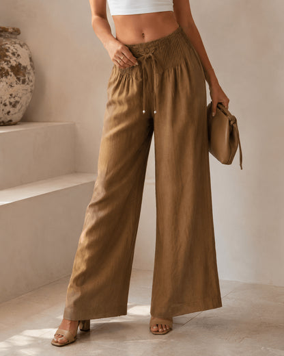 Women’s Elastic Waist Drawstring Wide Leg Trousers