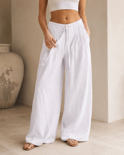 Women’s Elastic Waist Drawstring Wide Leg Trousers