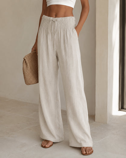 Women’s Elastic Waist Drawstring Wide Leg Trousers