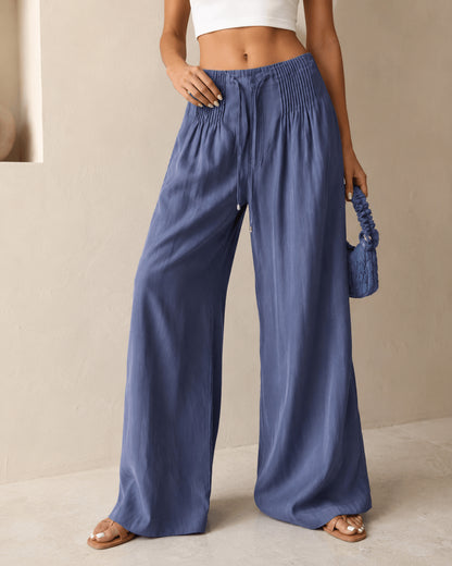Women’s Elastic Waist Drawstring Wide Leg Trousers