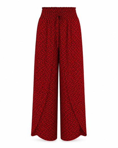 Women’s Printed Drawstring Wide Leg Trousers