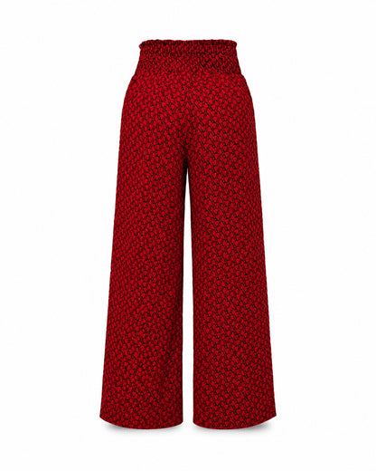 Women’s Printed Drawstring Wide Leg Trousers