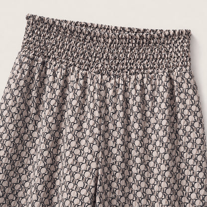 Women’s Printed Drawstring Wide Leg Trousers