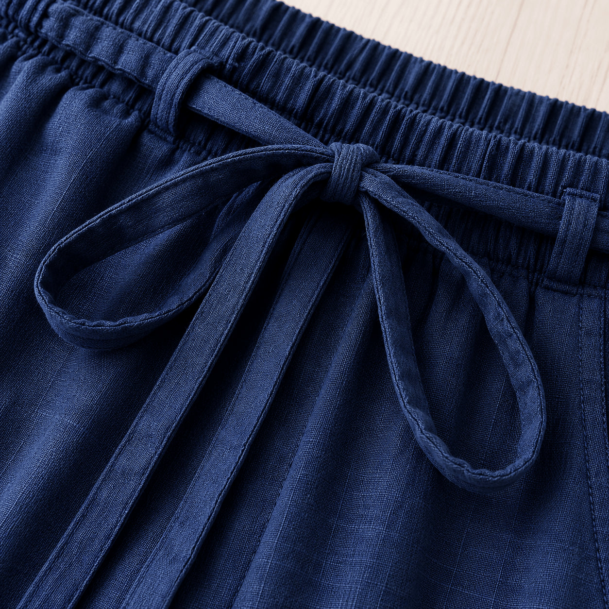 Women’s Cotton Linen Blend Drawstring Wide Leg Trousers
