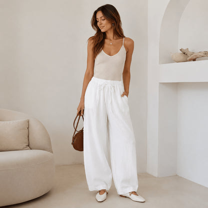 Women’s Relaxed Elastic Waist Wide Leg Trousers