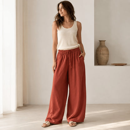 Women’s Relaxed Elastic Waist Wide Leg Trousers