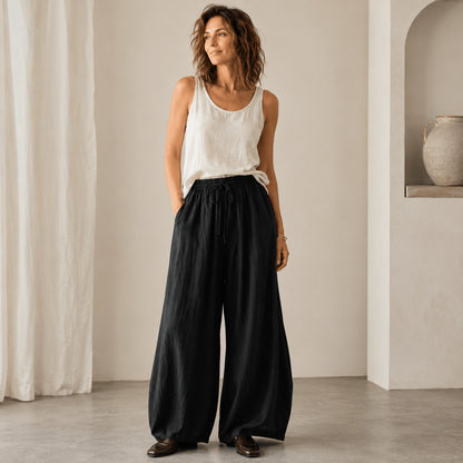 Women’s Relaxed Elastic Waist Wide Leg Trousers