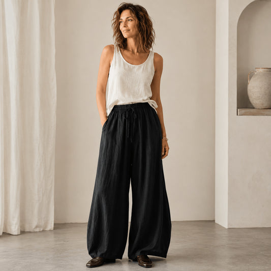 Women’s Relaxed Elastic Waist Wide Leg Trousers