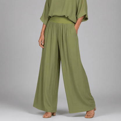Women’s V-Neck Two Piece Co-Ord Set with Wide Leg Trousers