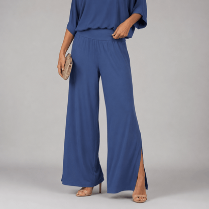 Women’s V-Neck Two Piece Co-Ord Set with Wide Leg Trousers